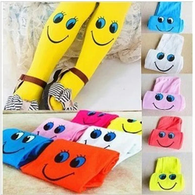Smiley face tights for girls