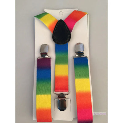 Suspender Rainbow Multi-Colored Stripe Pattern