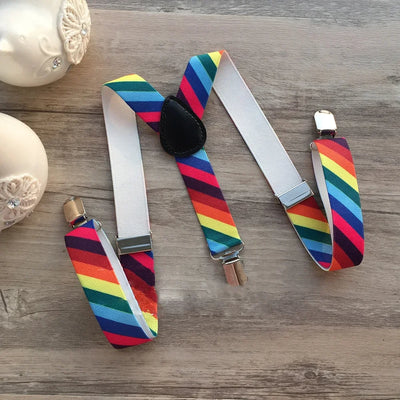 Kids Suspenders Rainbow Diagonal Stripes
