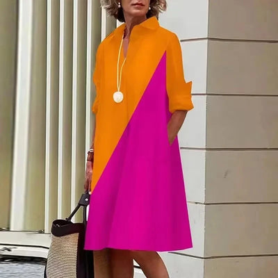 Elegant Shirt Dress In Vibrant Colors