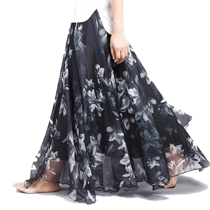 Floral Print Chiffon Skirt