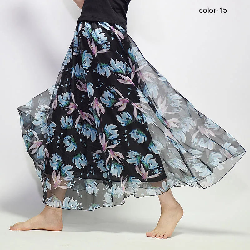 Floral Print Chiffon Skirt