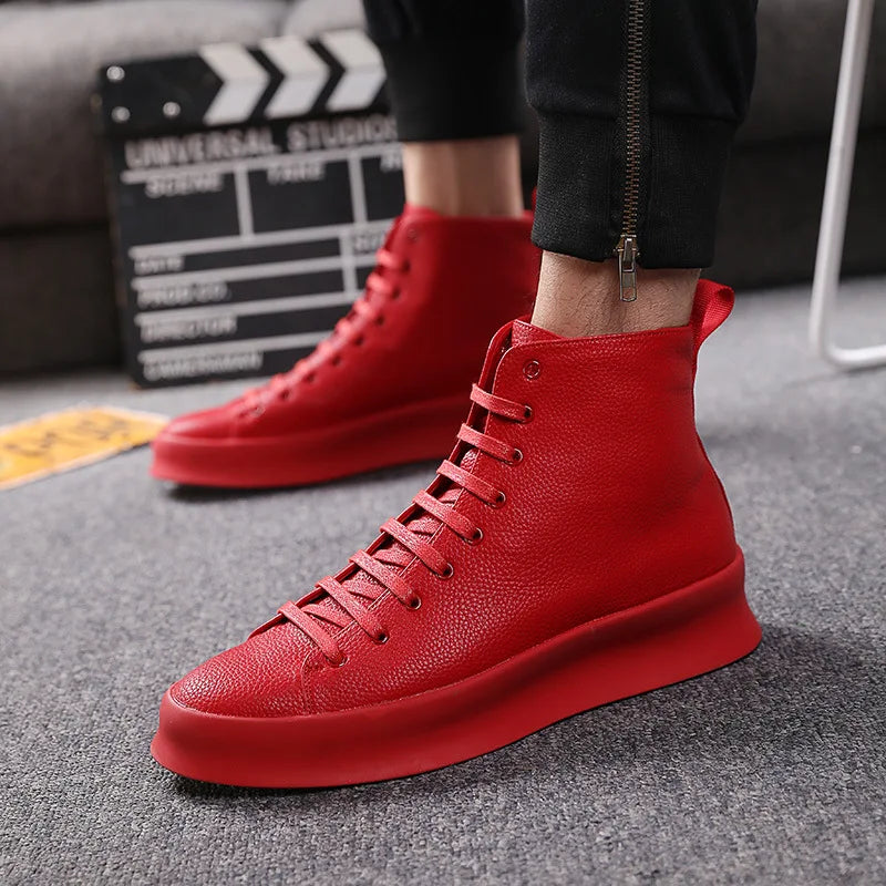 Ankle Boots Red White Casual Shoes