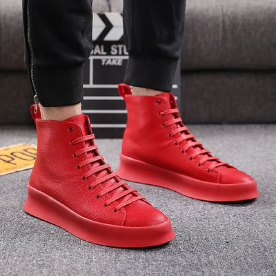 Ankle Boots Red White Casual Shoes