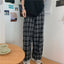 Black and Pink Plaid Pants Oversize