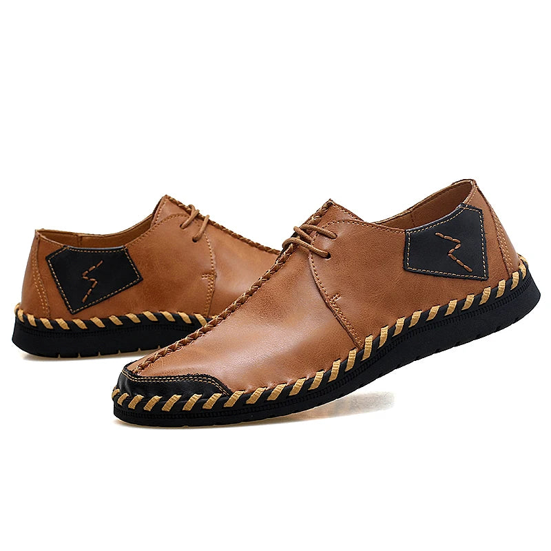 VANCAT High Quality Leather Lace Up Flats Shoes