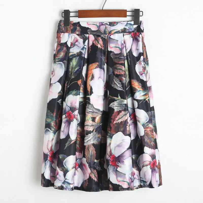 High Waist Midi Floral Skirt