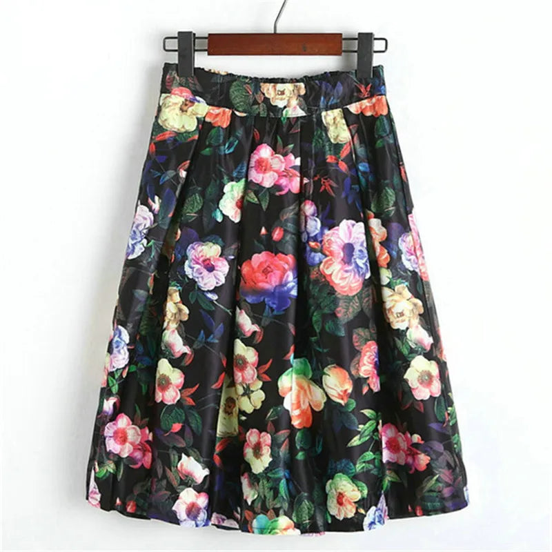 High Waist Midi Floral Skirt