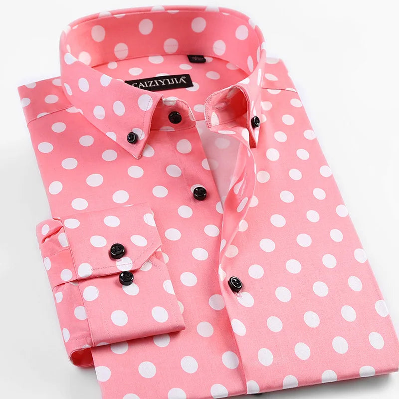 Men's Polka Dot Long Sleeve Shirt