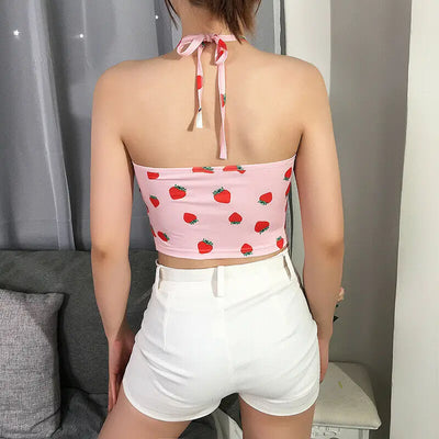 Casual Tank Tops Strawberry Print