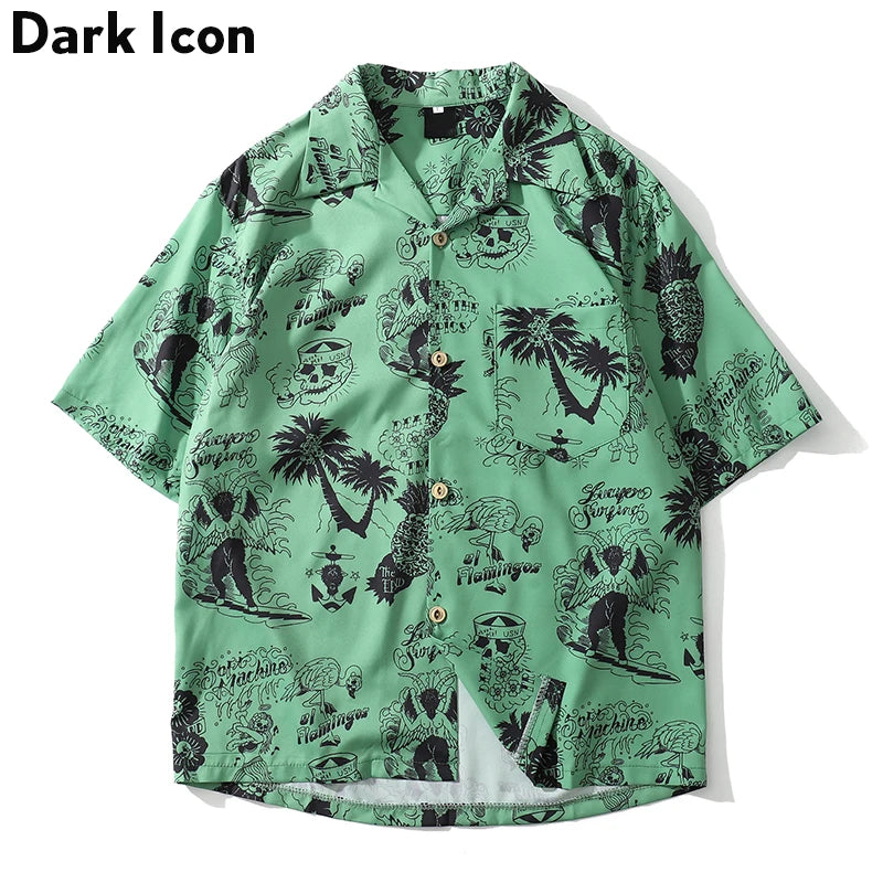 Skeleton Full Printed Retro Shirt