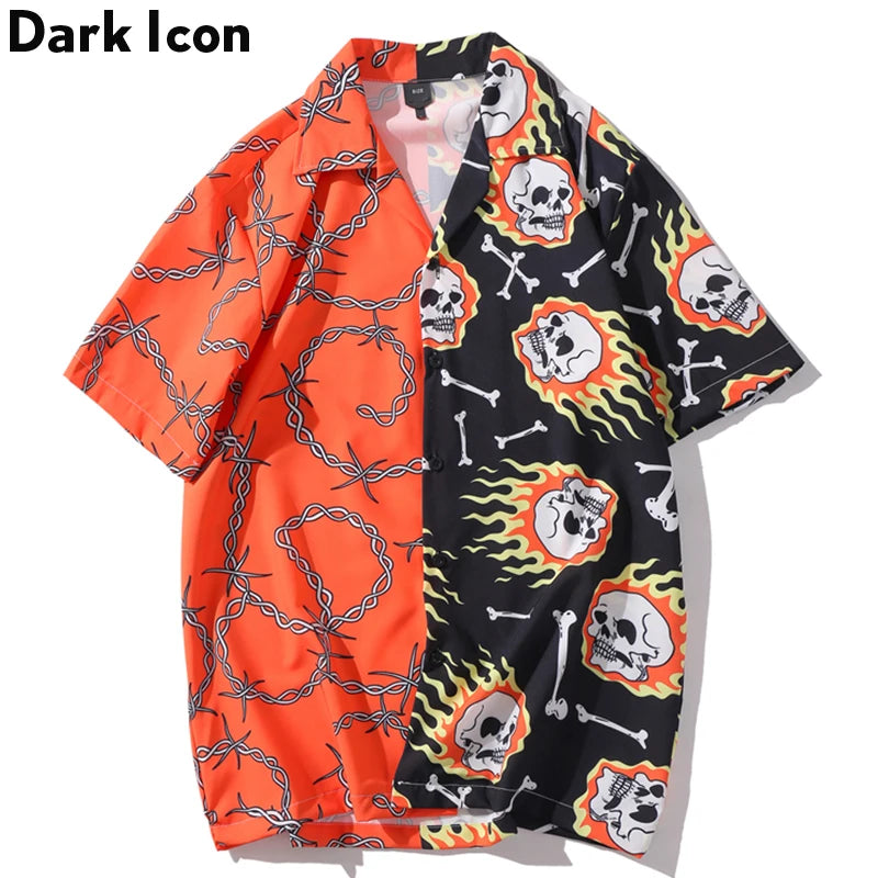 Skull Patchwork Hip Hop Shirt