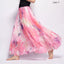 Elegant Floral Print Chiffon Long Skirt