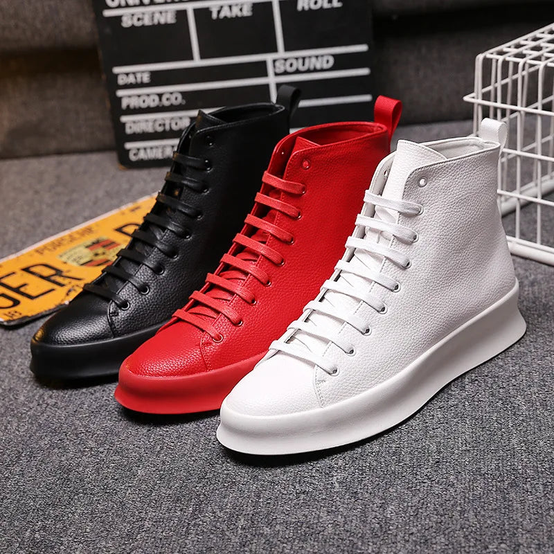 Ankle Boots Red White Casual Shoes