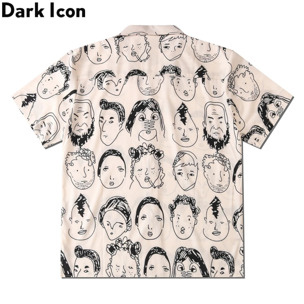 Full Printed with Faces Hawaiian Shirt