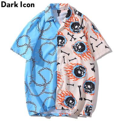 Skull Patchwork Hip Hop Shirt