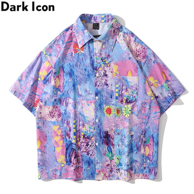 Colorful Printed Men's Short Sleeved Shirt