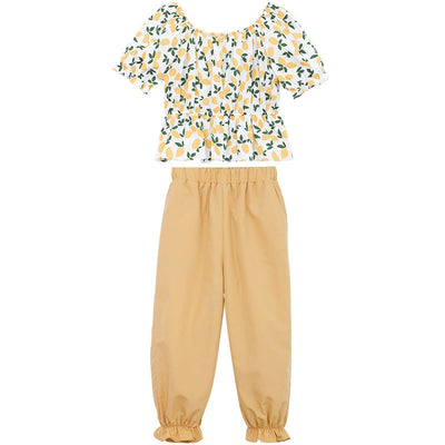 Summer Clothing Waist-Defined Cropped & Pants with Floral Print