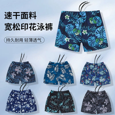 Men's Swimming Trunks plus Size Loose Anti-Embarrassment Beach Vacation Professional Quick-Dry Hot Spring Pants plus Size Boxer Swimming Equipment