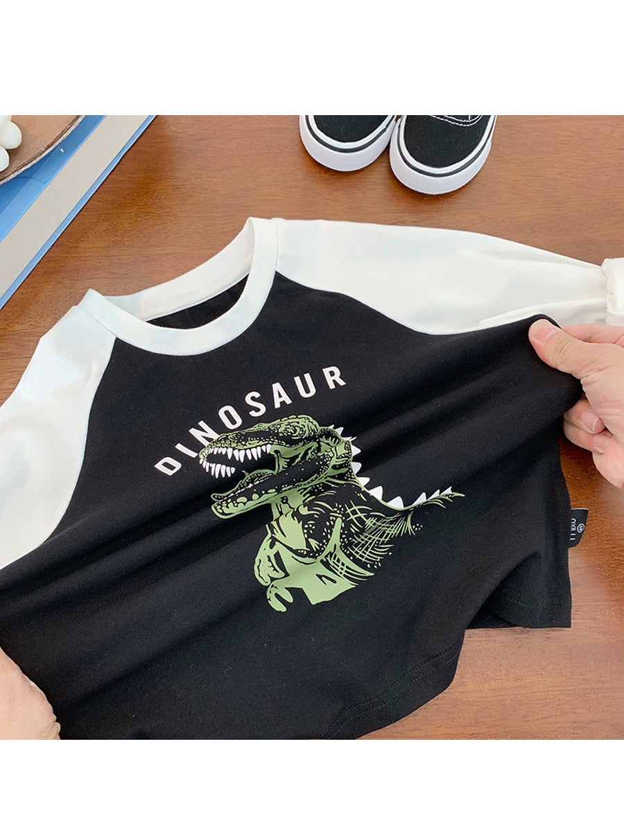 Dinosaur round Neck Long Sleeve Casual T-shirt
