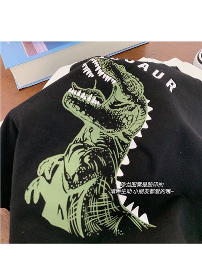 Chenchenma Cartoon Dinosaur round Neck Long Sleeve Casual T-shirt