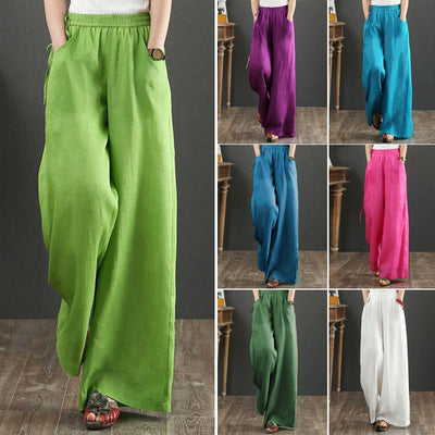 Italy Straight All-Matching Linen Wide-Leg Pants