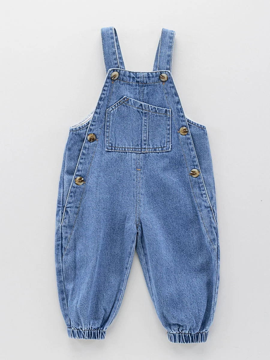 Baby Denim Suspender Pants Spring and Autumn One-Year-Old Girl Children's Fashionable Pure Cotton Suspender Trousers Men's Baby Pants Autumn Clothes