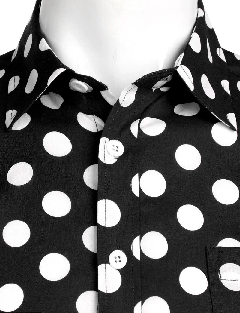 Men's Polka Dot Print Long Sleeve Shirt