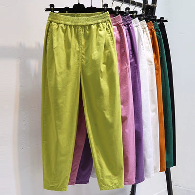 Summer Thin High Waist Loose Ankle Length Casual Pants