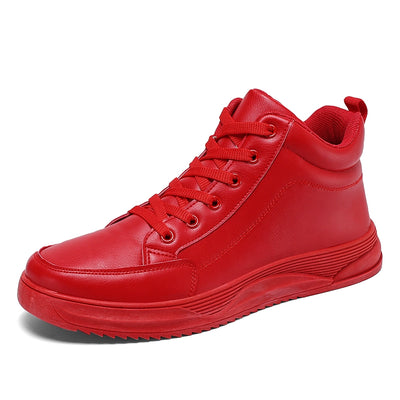 Bright Red High-Top Trendy Sneakers
