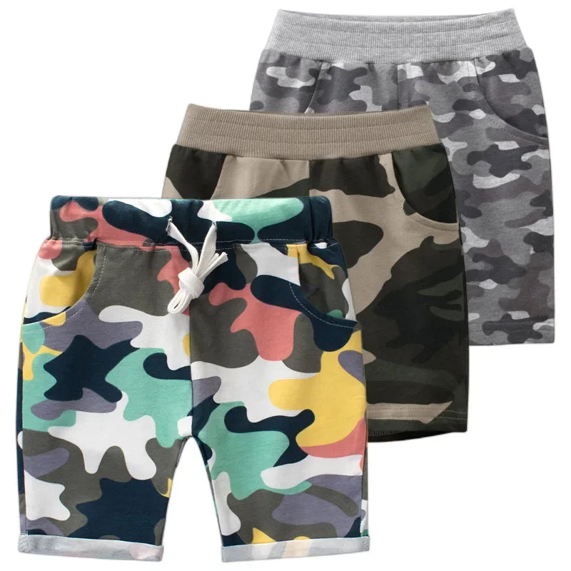 2024 Summer Boys Camouflage Shorts Cotton Trousers Kids Beachwear Children Loose Sport Beach Shorts Sweatpants 2-7Y