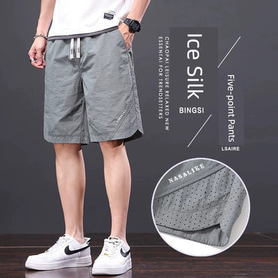 Half Length Ice Silk Quick-Drying Sports Men's Casual Shorts
