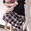 Black and Pink Plaid Pants Oversize