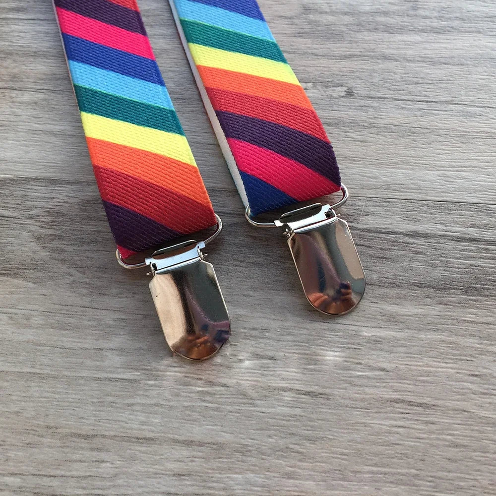 Kids Suspenders Rainbow Diagonal Stripes