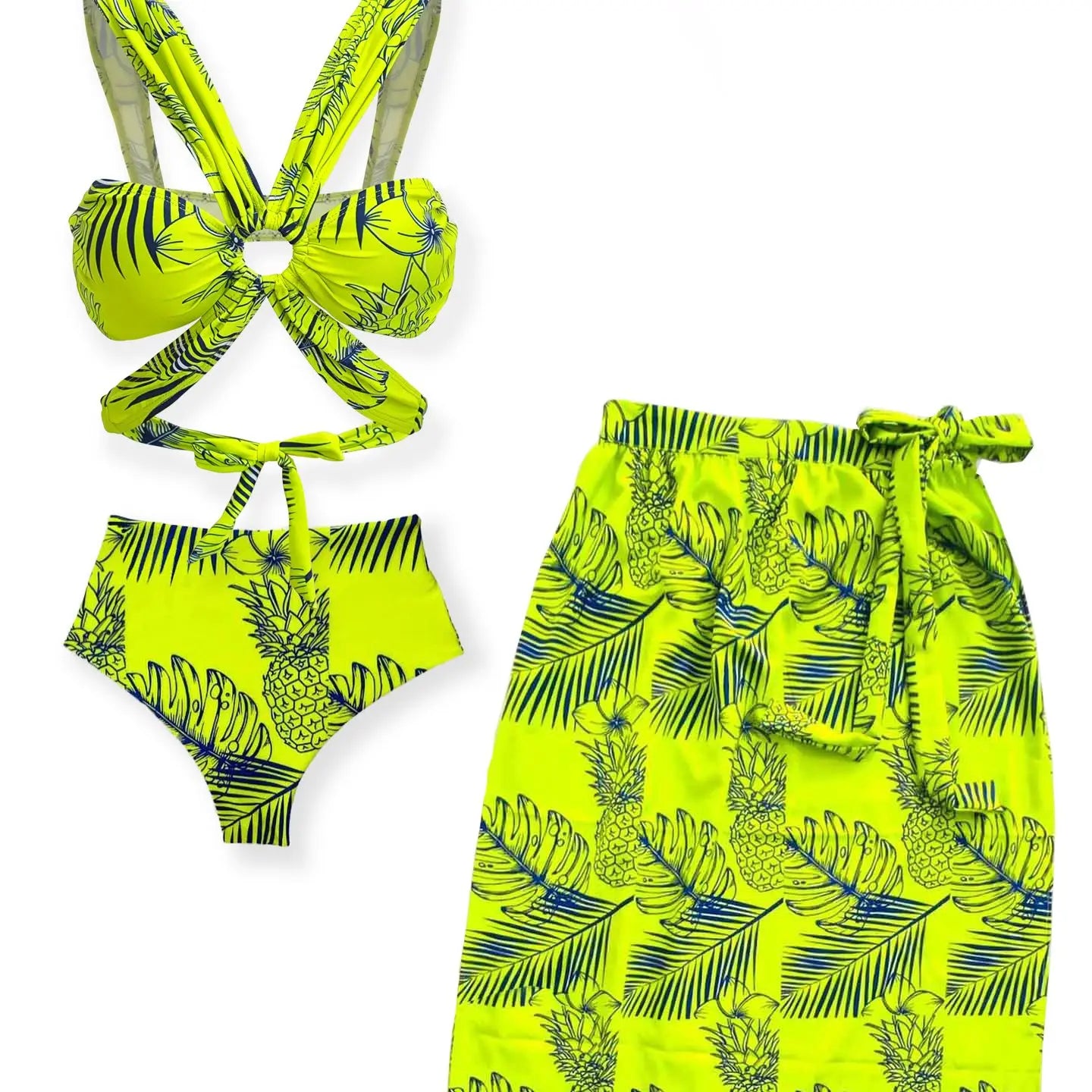 Ashgaily Swimsuit Ruffles Bandage Bikini Beachwear Two-Pieces