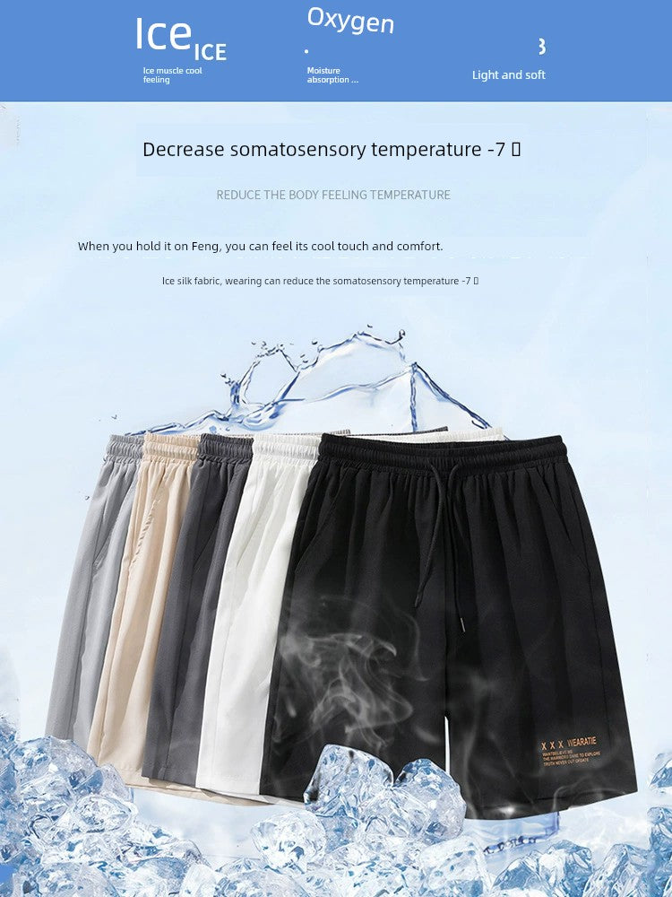 Half Length Ice Silk Quick-Dry Sports Shorts