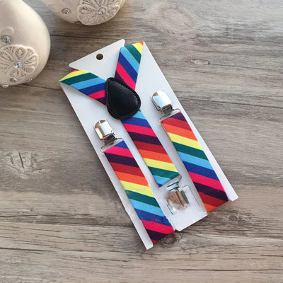 Kids Suspenders Rainbow Diagonal Stripes