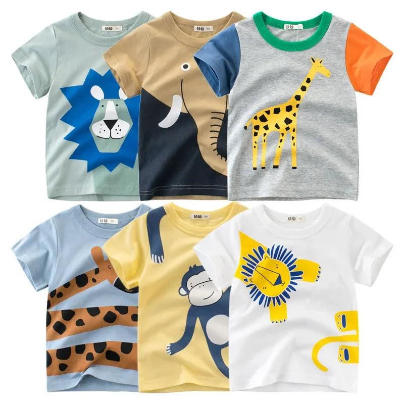 Summer T-shirt Dog Lion Giraffe Cartoon