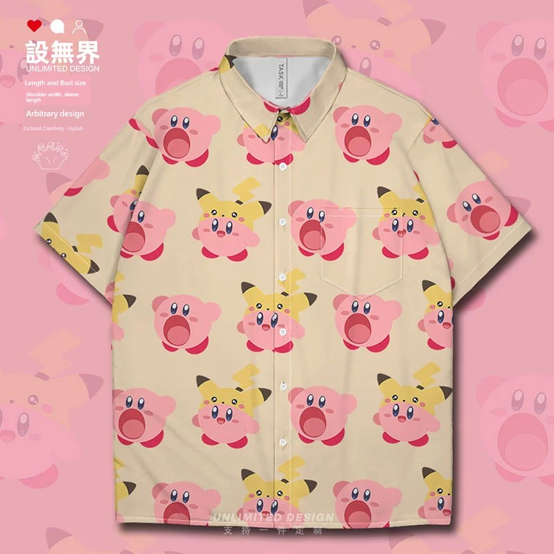 Cute Kirby Lightning Headgear Oversized Short Sleeve Shirt