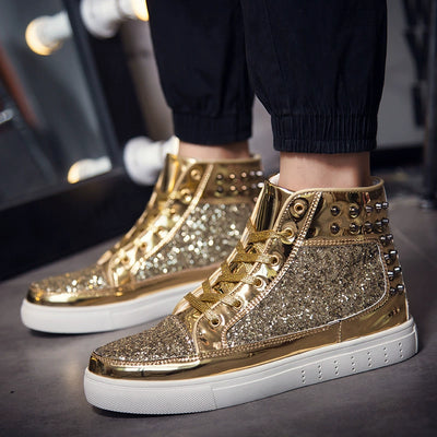 Couple Korean Style Punk Gold High-Top Shoes