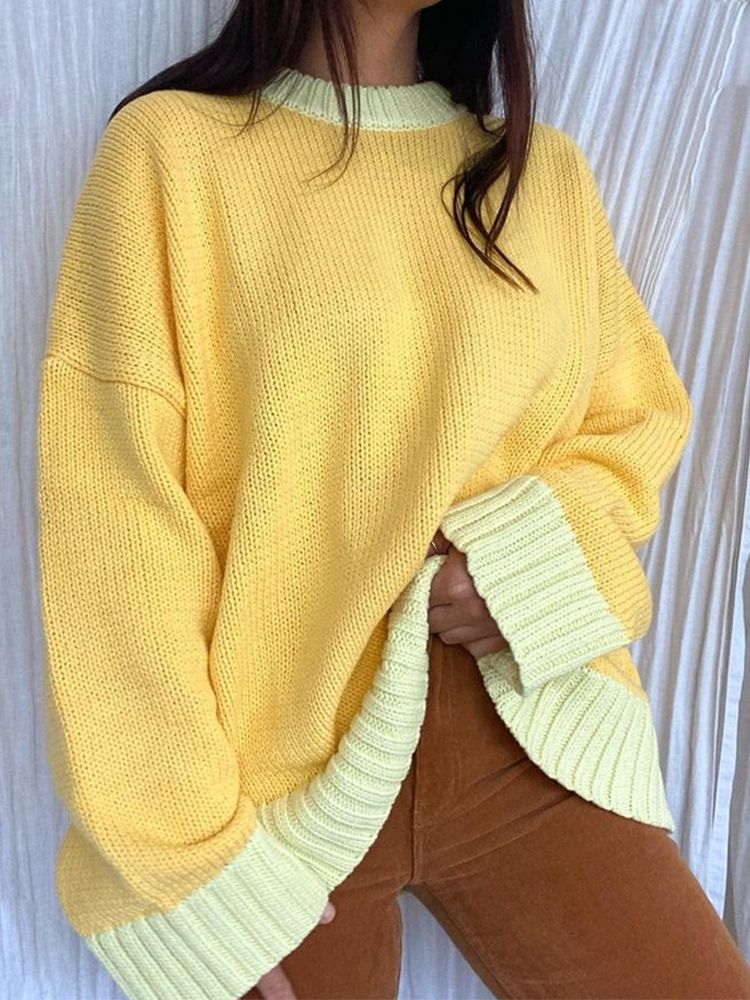 Bright Long Sleeve Pullover Sweater