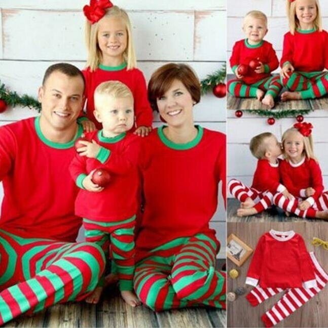 Christmas Family Matching Striped Pajamas-2pc