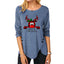 Button Long Sleeve Christmas Blouse