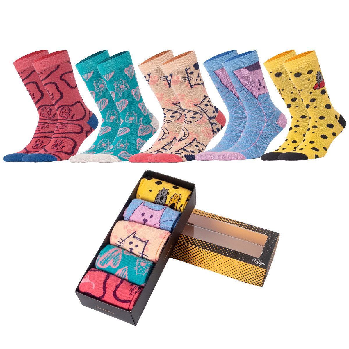 Cats Design Socket Socks-5Pairs