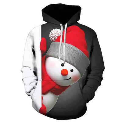 Snowman Print Christmas Hoodie