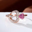 Double Heart Shape Ring Pink Zircon