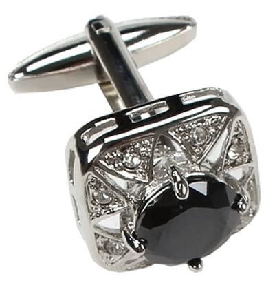 Black Stainless Steel Rhinestone Cufflinks