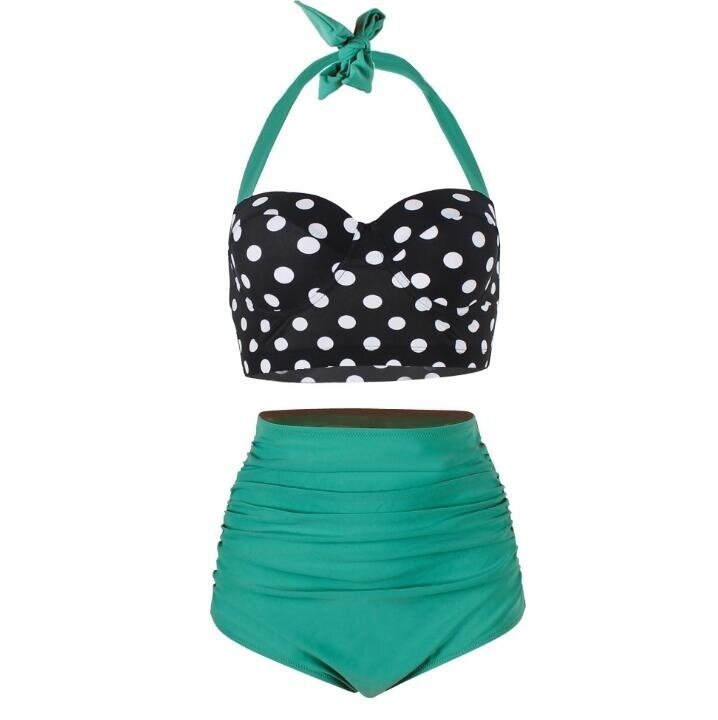 Vintage Polka Underwire High Waisted Swimsuit