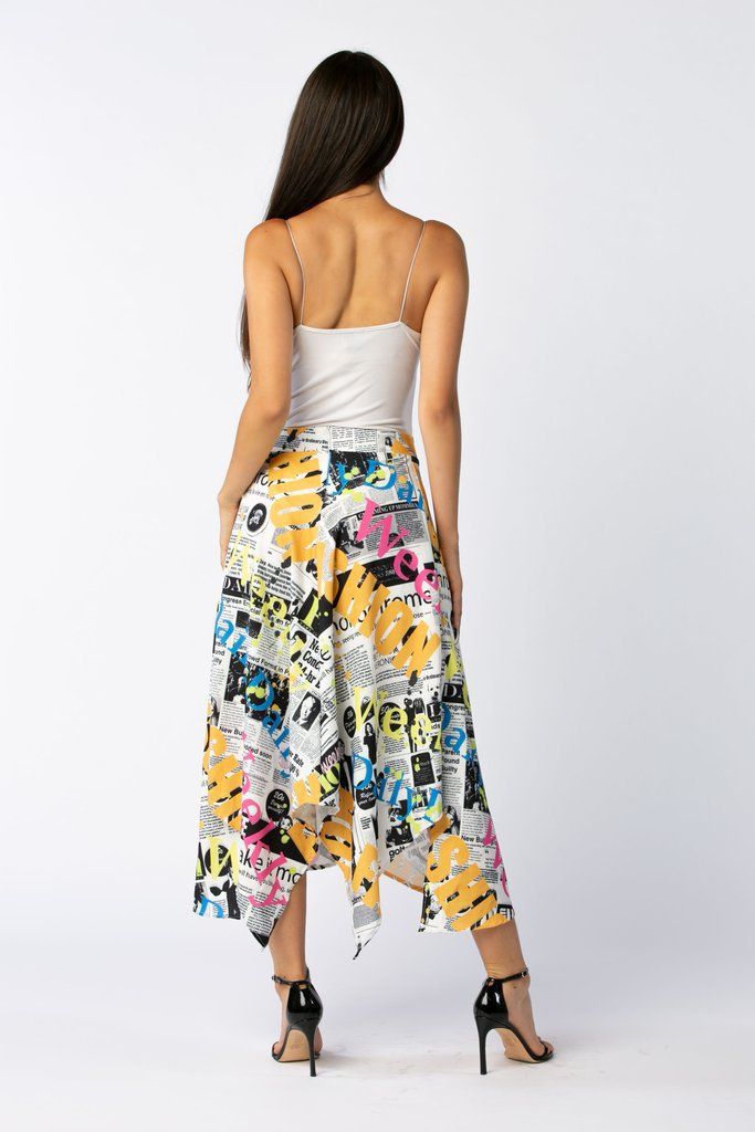 Newspaper Letters Multicolor Irregular Skirt