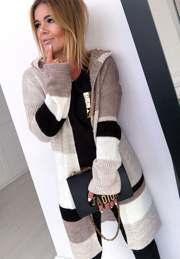 Multicolor Stitching Long Knit Sweater